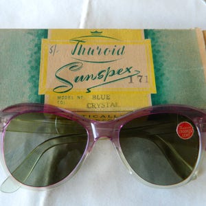 Echte Vintage Seltene Thuroid Sunspex Damen Sonnenbrille. Hergestellt in England. 40er-50er Jahre. Nos.