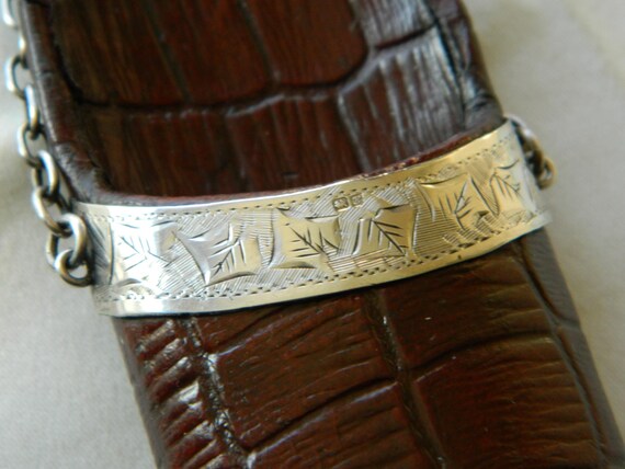 Antique Solid Silver Leather Chatelaine Glasses C… - image 6