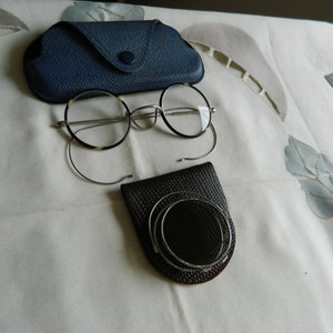 Vintage 1920&#39;s Spectacles Eyeglasses with Clip-on Sunglasses - Made in England