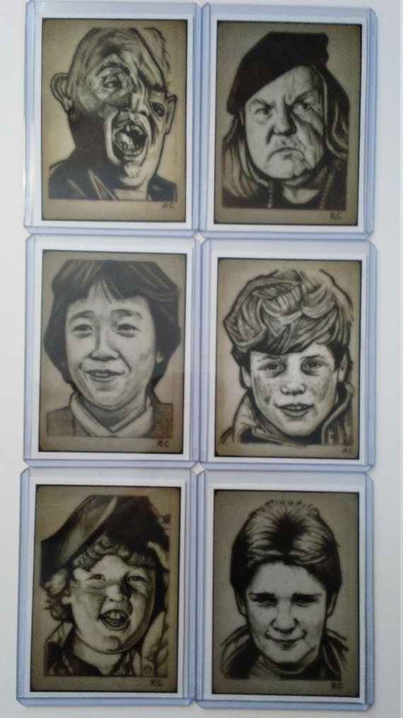The Goonies Sketch Card Prints Atc Artist Trading Card Data Etsy