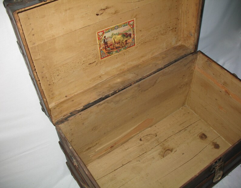 1900s Antique Steamer Trunk Large TurnoftheCentury Canvas Etsy