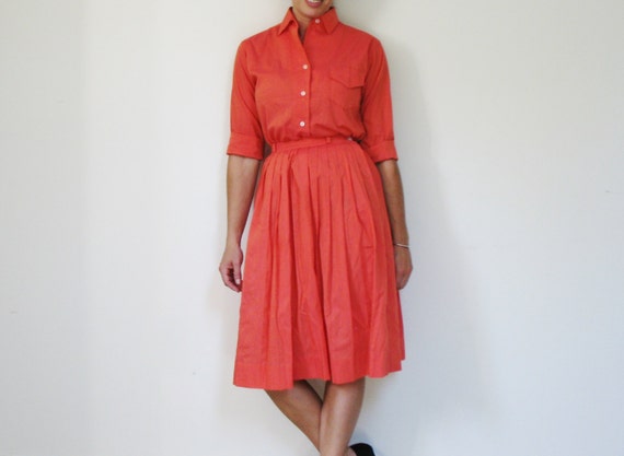 60s Vintage Harburt Blouse & Matching Pleated Skir