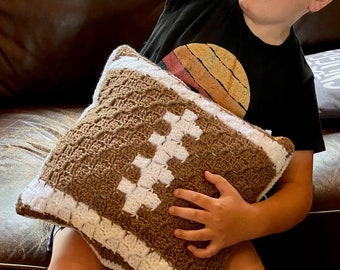 Football Pillow Crochet Pattern; PDF Download Only; I Love Football Throw Pillow Crochet Pattern; Team Spirit Home Décor