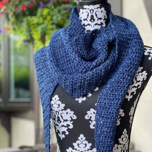 Jeans Triangle Scarf Crochet Pattern; Pdf Download Only; Womens Neckwear Accessory; Crochet Scarf Pattern
