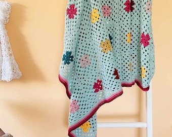 Garden Posy Granny Afghan Crochet Pattern; PDF Download Only; Granny Square Blanket Pattern; Spring Home Décor