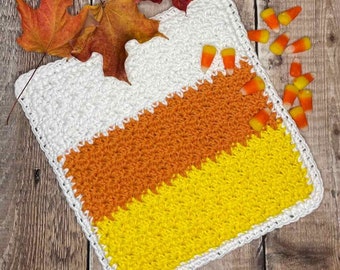 Candy Corn Potholder Crochet Pattern; PDF Download Only; Kitchen Tool; Handmade Crochet Hot Pad; Halloween Decoration