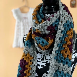 Cozy Granny Square Scarf Crochet Pattern; PDF Download only; Stay Warm With This Easy Fall and Winter Scarf; Perfect DIY Project