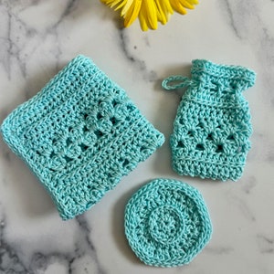 Cordelia Spa Set Crochet Pattern PDF Download Only Crochet Washcloth Crochet Soap Cozy Crochet Face Scrubby Crochet Home Decor image 3