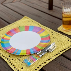 Sunny Day Rectangle Placemat Crochet Pattern; PDF Download Only; Crochet Home Decor; Crochet Table Setting; Outdoor Dining
