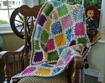 Granny Square Afghan Crochet Pattern -  PDF DOWNLOAD ONLY; Crochet Afghan Pattern; Digital Download