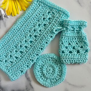 Cordelia Spa Set Crochet Pattern PDF Download Only Crochet Washcloth Crochet Soap Cozy Crochet Face Scrubby Crochet Home Decor image 2