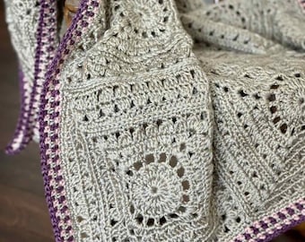 Cozy Vintage Granny Square Lap Blanket with Soft Texture for Wheelchair Comfort; PDF Download Only; Granny Square Lapghan Crochet Pattern