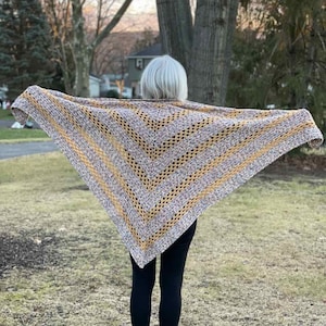 Library Book Granny Stitch Shawl Crochet Pattern; PDF Download only; Women&#39;s Neckwear Accessory; Handmade Triangle Shawl