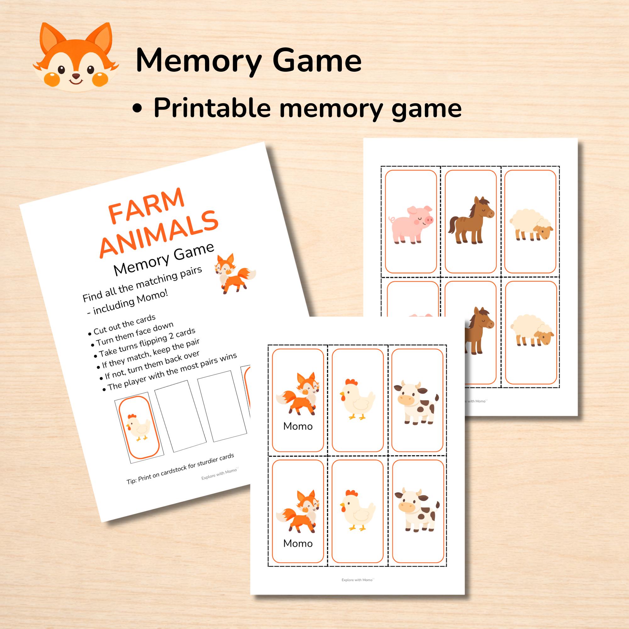 Farm Animals Matching Activities & Game, Preschool Learning Activities ...