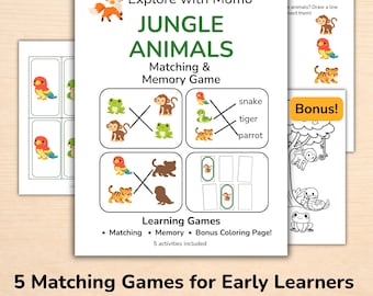 Woodland Animals Matching Activities & Memory Game, Preschool Learning Activities (Digital Download)
