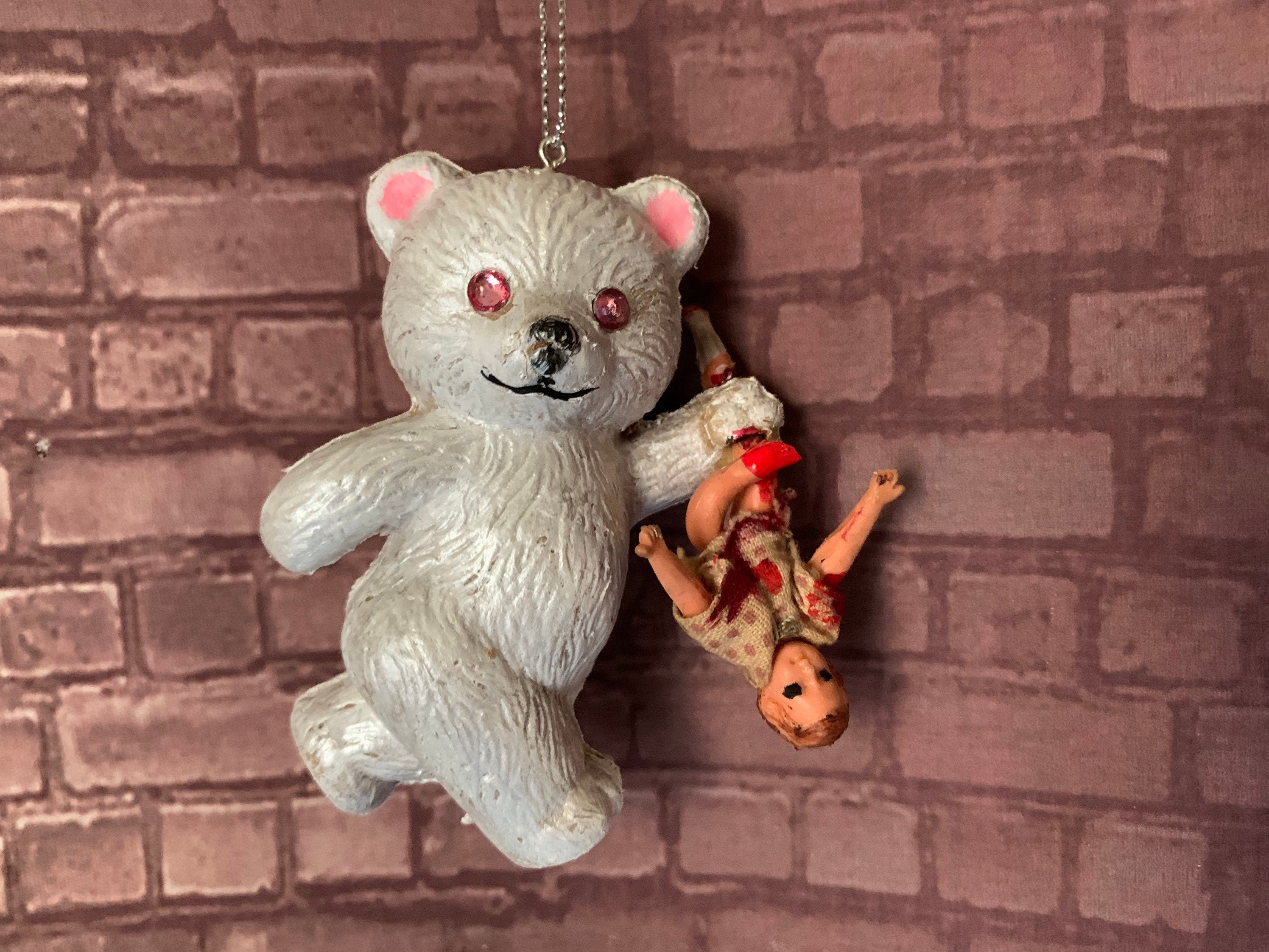 Original Winter White Murder Bear With Prey Ornament Biohazard Baby