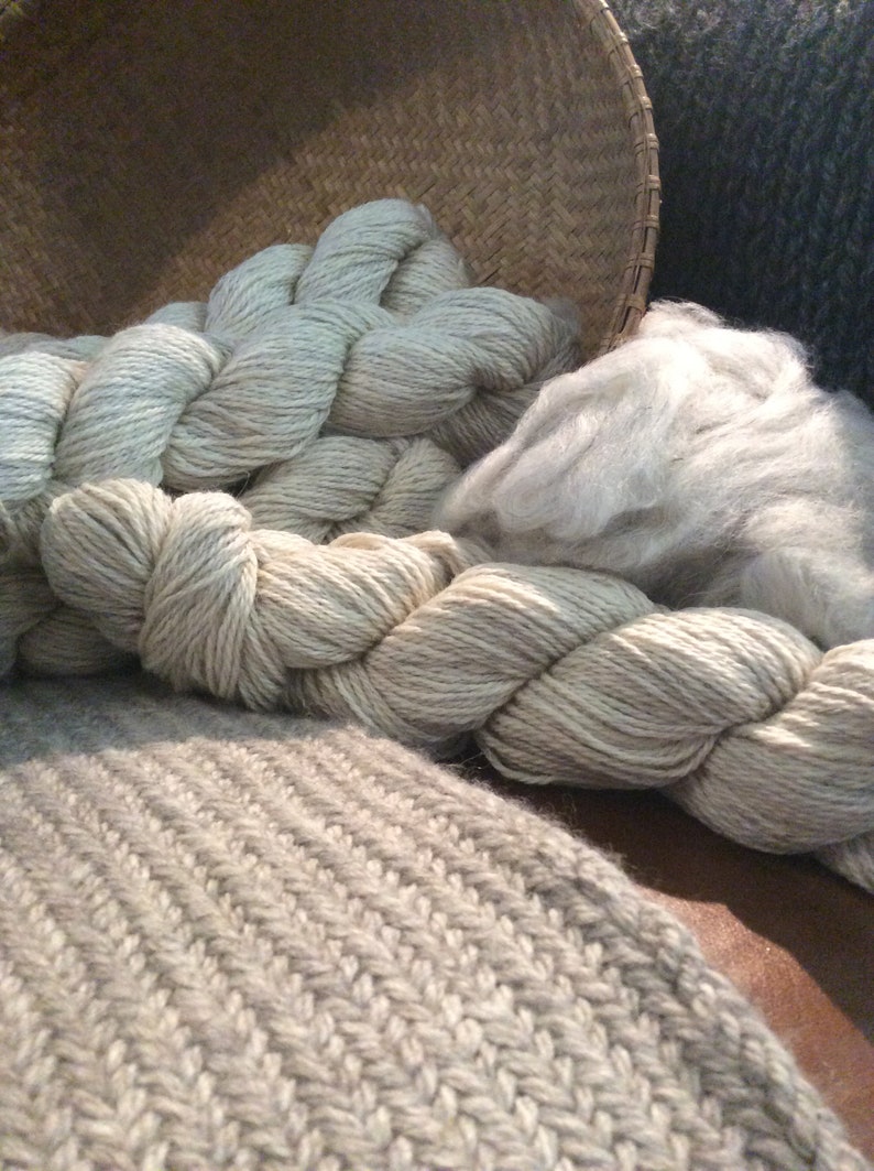 FREE SHIPPING Icelandic lambMerinoSilk 3 ply Worsted yarn 200 ydsskein ivory Reduced price Soft!