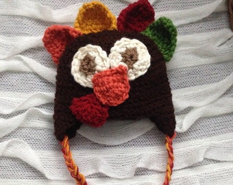 Turkey Hat, Crocheted Hat, Thanksgiving Hat, Crochet Hat, Baby Hat, Kids Hat, Toddler Hat, Photography Prop, Photo Prop, Newborn Pictures