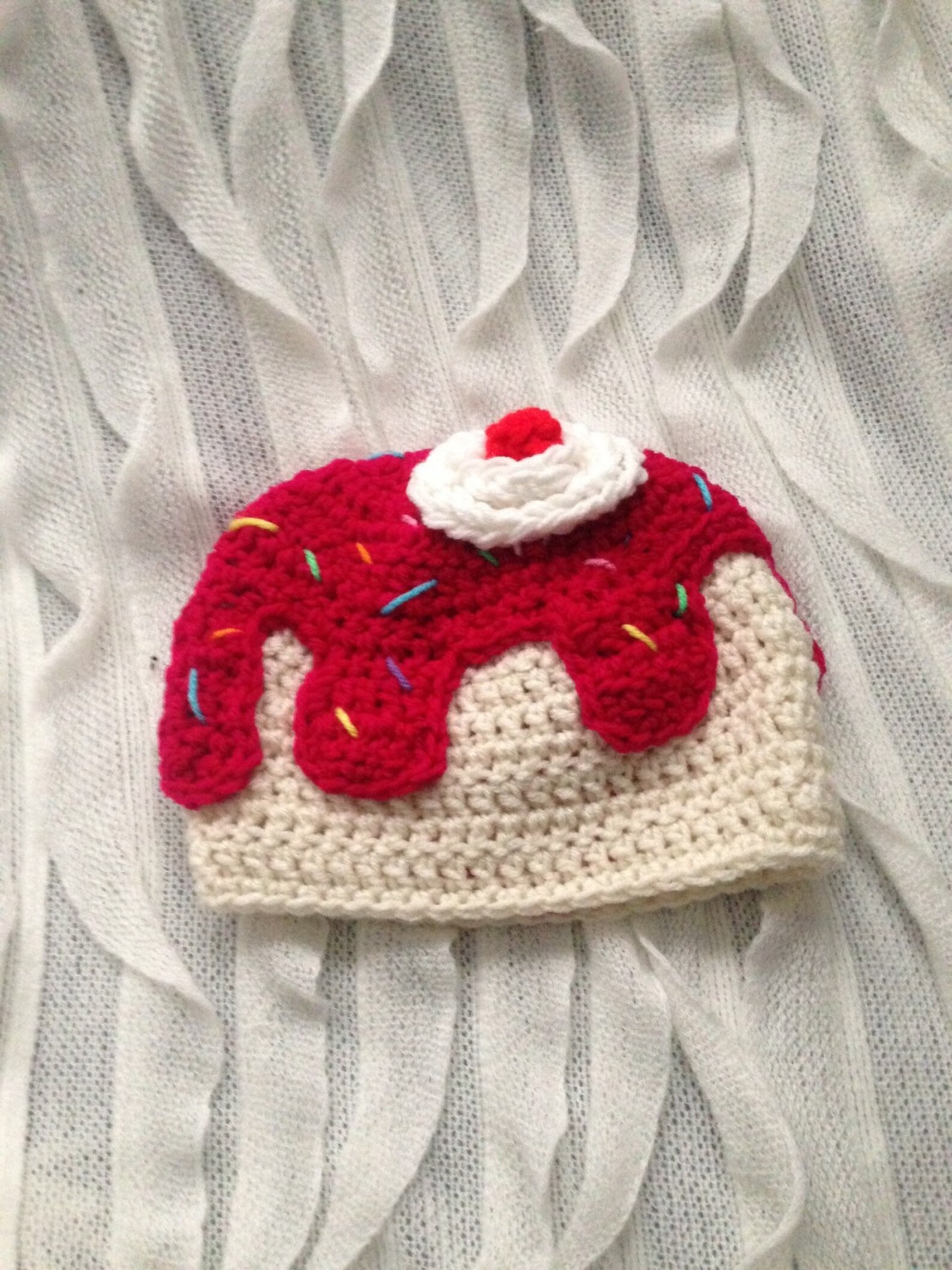 Sundae Hat, Ice Cream Hat, Crochet Hat, Any Size, Kids Hat, Baby Hat