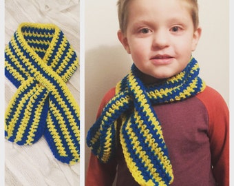 Toddler scarf, baby scarf, kids scarf, striped scarf, crocheted scarf, youth scarf