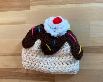 Sundae Hat, Ice Cream Hat, Crochet Hat, Any Size, Kids Hat, Baby Hat, Kids Fashion, Photo Prop, Photography Prop, Winter Accessories