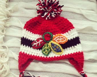 Chicago Blackhawks Hat, Blackhawks Hat, Crocheted Hat, Hawks Hat, Hockey Fan, Kids Hat, Adult Hat, Baby Hat, Winter Hat, Winter Accessories