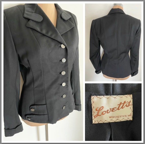 Late 40s Sophisticated Little Black Suit Coat  in… - image 1