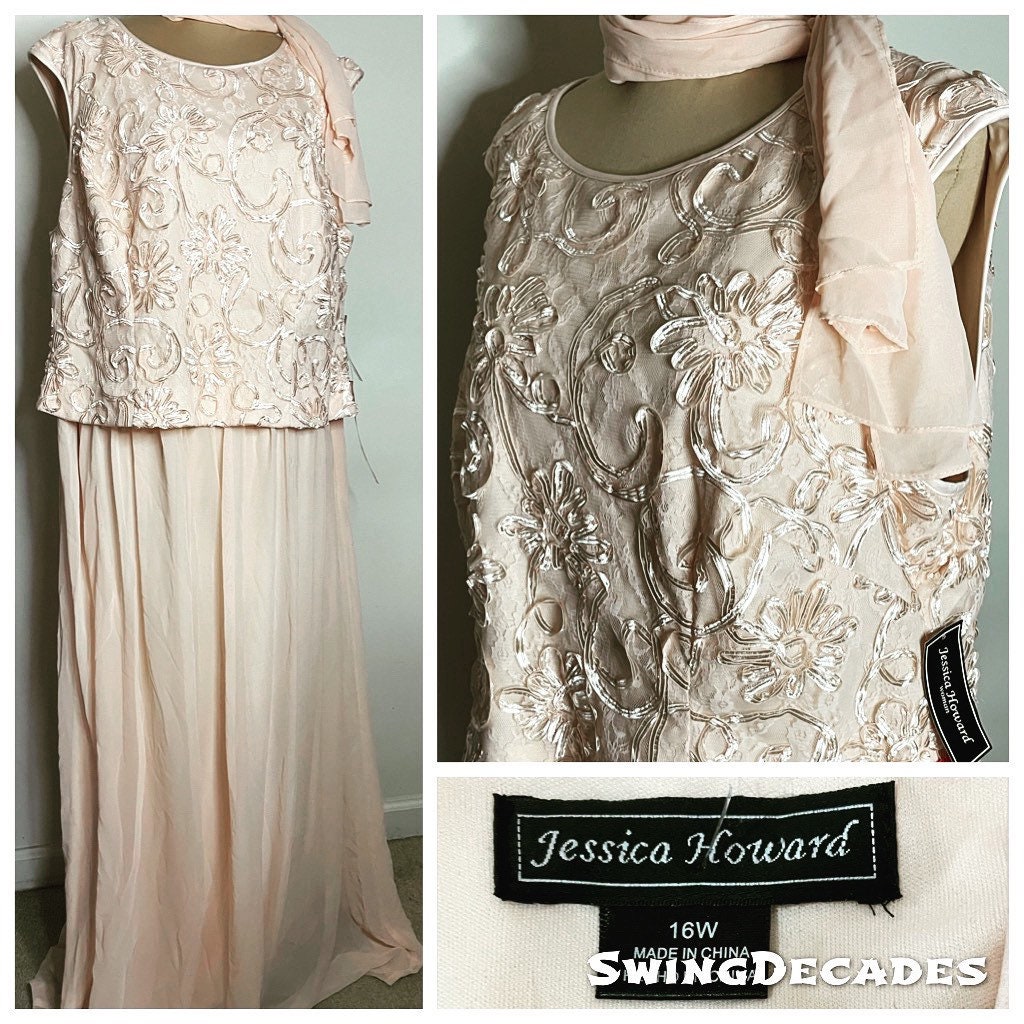 NWT Jessica Howard Missy Sequined Lace a-Line Dress Size 16