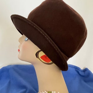 40s Brown Wool Hat by Ritz,henry Polska, NY Tall Profile in Medium Size ...