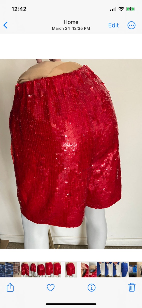 Sparkling 80s Red Silk Sequined Shorts Dance Cosp… - image 5