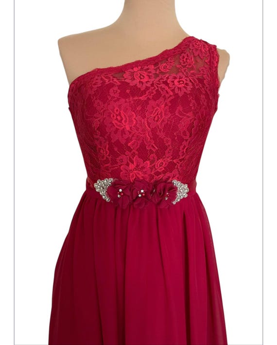 Absolutely Stunning One Shoulder Red Lace Formal 90s Style, Custom Belt &  Wrap, Bridesmaid Prom or Padgett Excellent Vintage Condition Small - Etsy