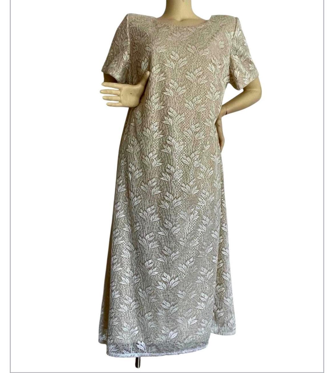 Jessica Howard Women's Ruched Glitter & Lace Gown Brown Size 8