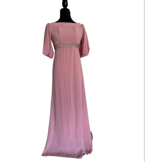 princess polly baby blue dress Pink Formal Chiffon Gown With Jeweled High Waistline by TFNC London Size  Small Excellent Condition