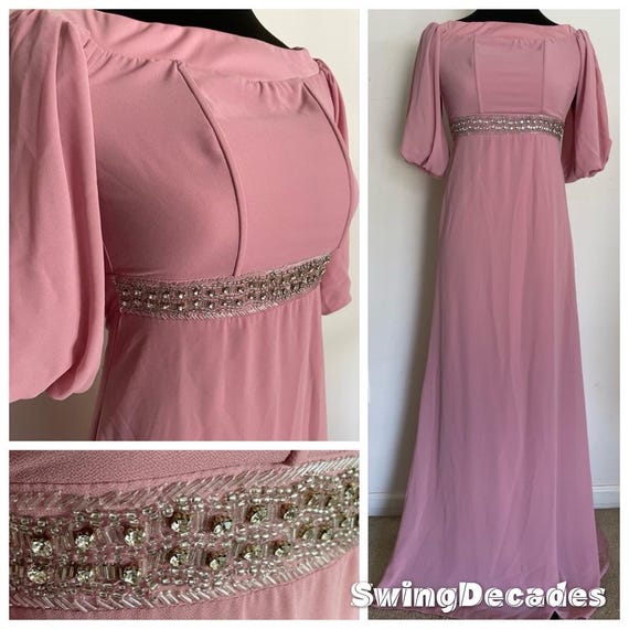 Pink Formal Chiffon Gown With Jeweled High Waistline by TFNC London Size Small Excellent Condition - Etsy Pink Formal Chiffon Gown With Jeweled High Waistline by TFNC London Size Small Excellent Condition - Etsy
