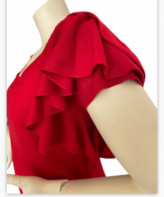Bright Red Knit Dress by Designer Calvin Klein wi… - image 3