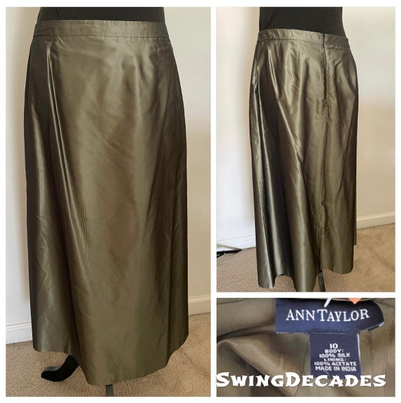 Beautiful Olive Satin Formal Skirt by Anne Taylor… - image 1