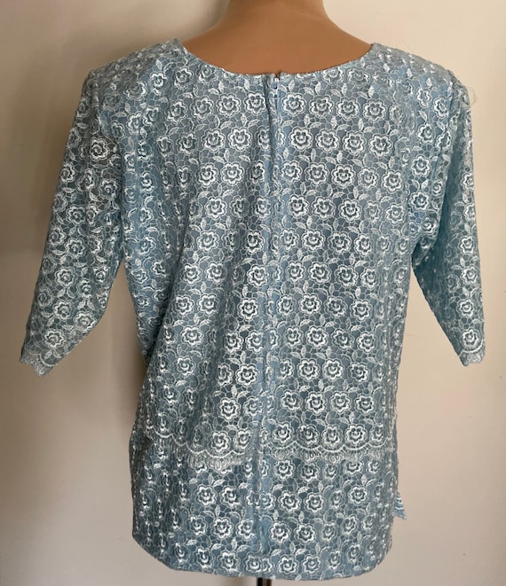 XL Light Blue Lace Formal Top in Large Size Never… - image 4