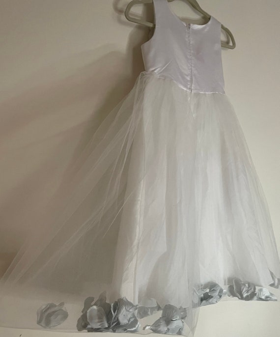 White Chiffon with Silver Flower Girls Dress  in … - image 5