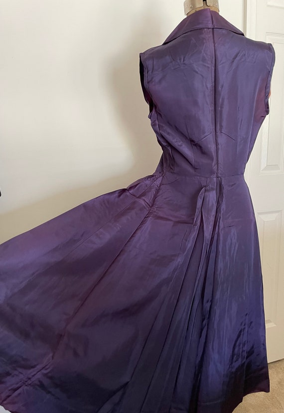 Dazzling 40s Rich Purple Taffeta Dress with Full … - image 9