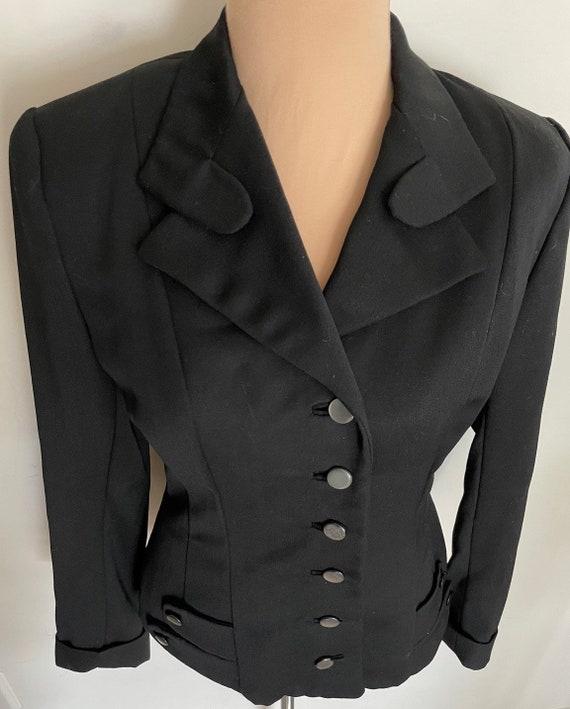 Late 40s Sophisticated Little Black Suit Coat  in… - image 3