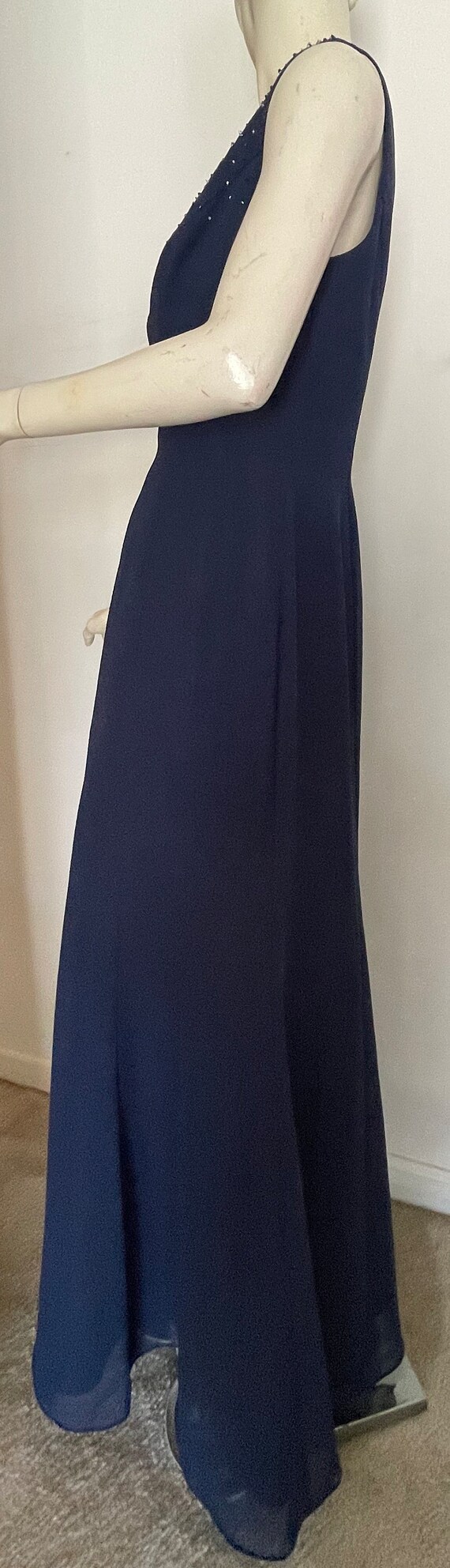 Striking Deep Blue Formal Dress with Beaded Trim … - image 9