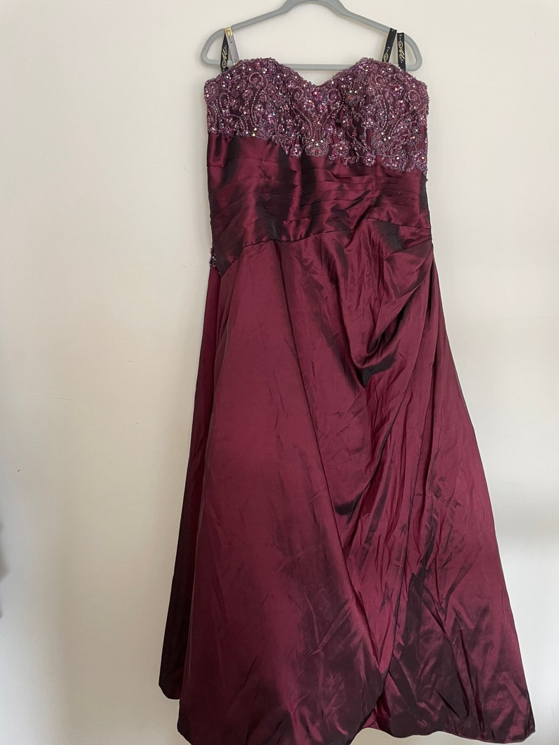 Strapless Burgundy Gown With Beaded Top Perfect for Holiday - Etsy