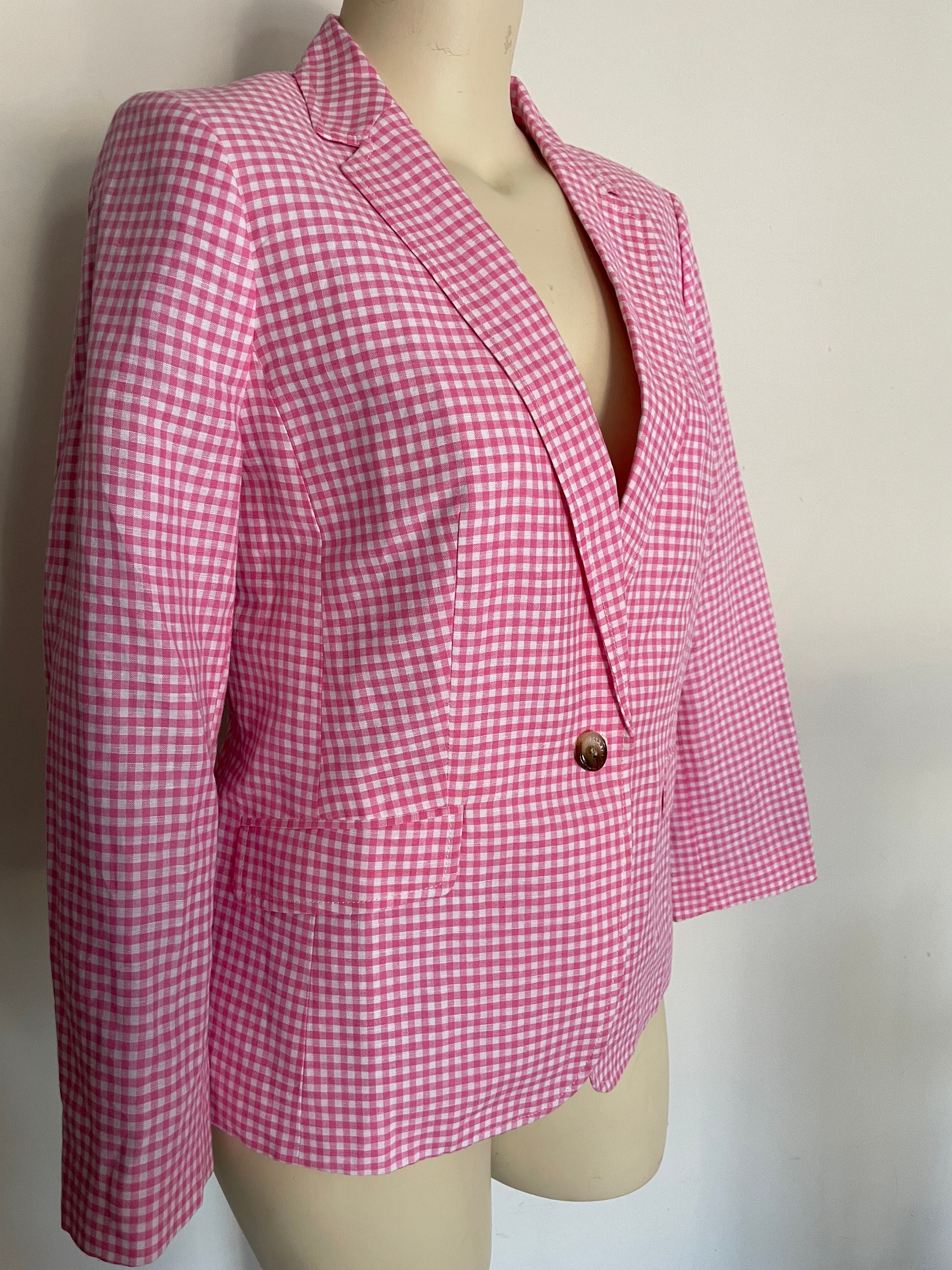 Pink Gingham Print Hooded Padded Jacket