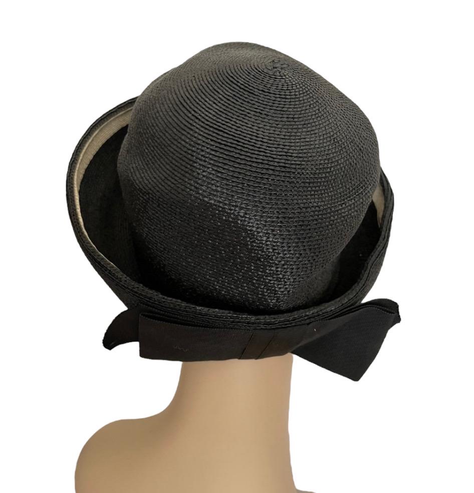 40s Black & White Cocktail Hat by Betmar, NY Paris Woven  display picture 1