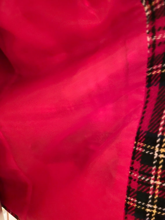 Festive Vintage Red Tartan Plaid Jacket with Blac… - image 5