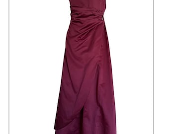 david's bridal burgundy prom dresses David's Bridal, The Edit by DB Studio Women's Formal Double Slit High Neck  Sheath Dress, Ankle Length, Crepe
