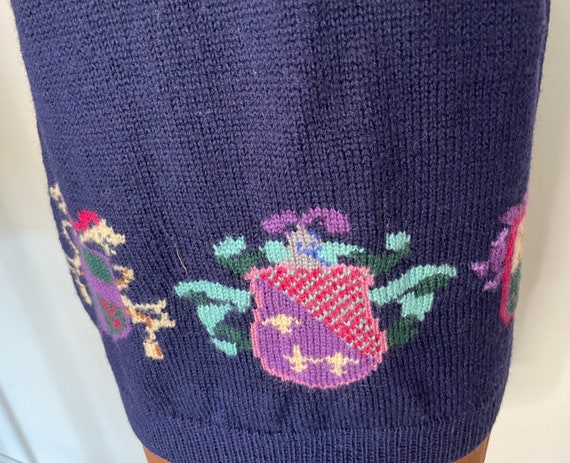 Vintage Sweater Vest in Blue with Coats Of Arms b… - image 7
