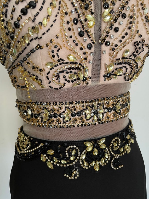 Amazing Cleopatra Influenced beaded Halter Gown w… - image 8