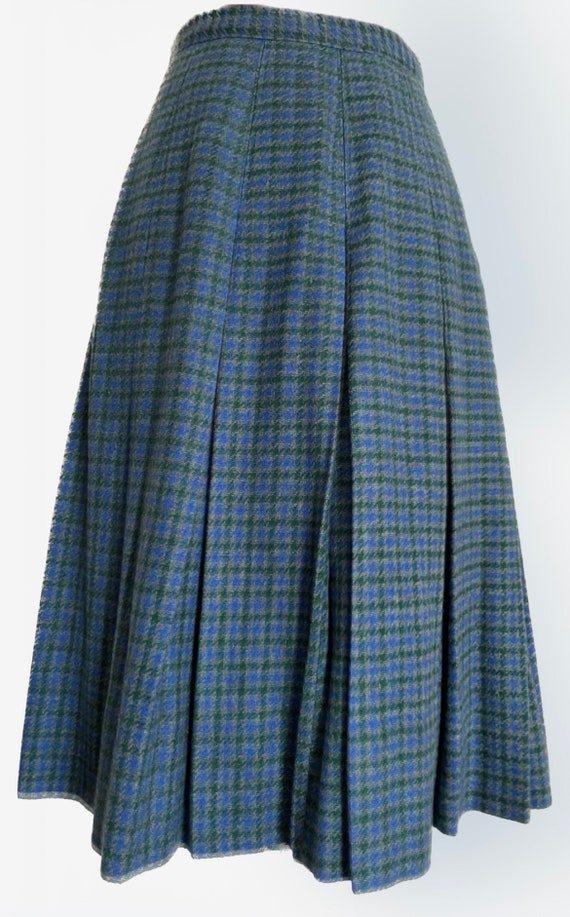 Pleated School Girl Skirt in Blue, Green & Gray P… - image 3
