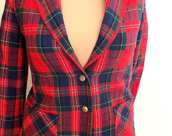 Smartly Appointed Alex Original Plaid Suit by Pendleton in Red Tartan with Metal Buttons Great Vintage Condition